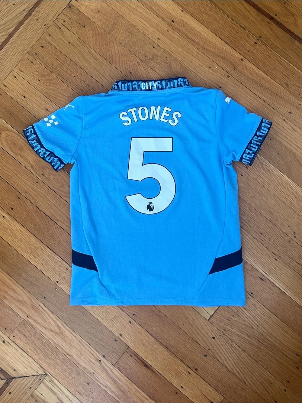 Puma Manchester City Home 2024 2025 Youth Soccer Jersey #5 John Stones 9 10